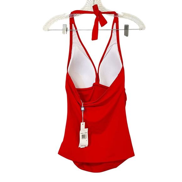 Bleu by Rod Beattie Lined Shirred Kore Halter Tankini Swimsuit Red Size 6 NWT - Picture 8 of 14